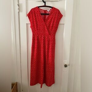 Red polka dot jumpsuit
